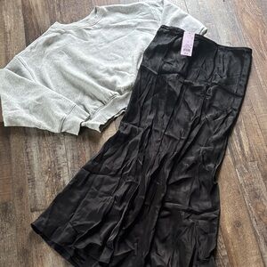 NWT Black Skirt Set with Gray cropped sweatshirt